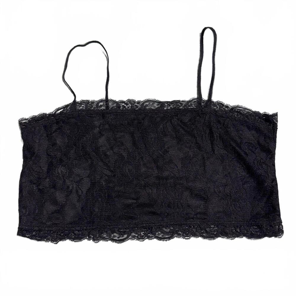 Black Lace Camisole Crop Top, Goth Grunge Vibes, XL